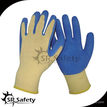 SRSAFETY 10 Ga Yellow Polycotton Liner Coated Blue Latex rubber gloves scrubbers